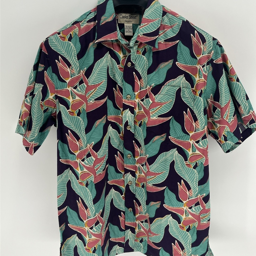Cooke Street Honolulu Men's Size M Hawaiian Aloha Purple Pink Teal Tropical